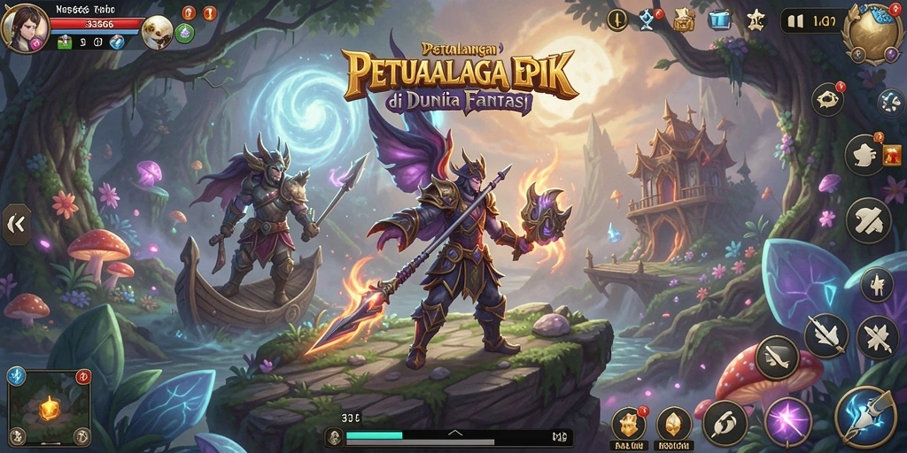Screenshot gameplay 333666 yang menampilkan petualangan seru di dunia fantasi.