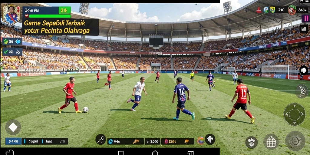 Tangkapan layar menampilkan aksi seru dalam game sepak bola 3446.