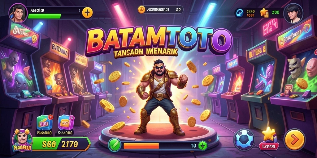 Screenshot utama BATAMTOTO menunjukkan karakter yang melompati rintangan dengan grafis warna-warni.