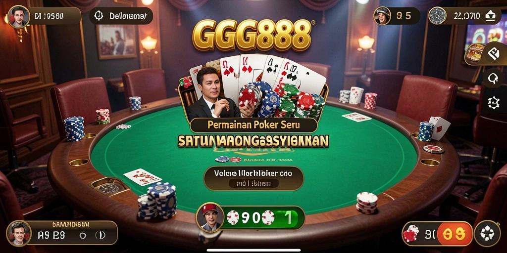 Tampilan menarik dari gameplay Poker GGG888 saat pertandingan berlangsung.