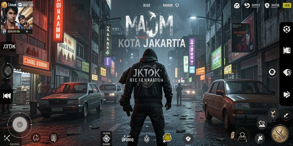 Screenshot gameplay JKTOK yang menunjukkan ketegangan malam.