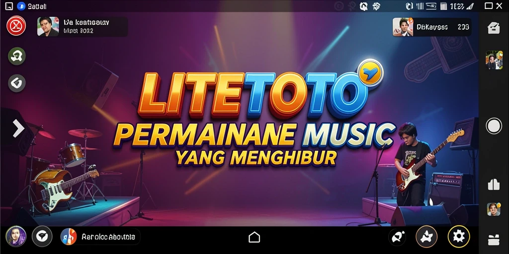 Gameplay LITETOTO menampilkan antarmuka interaktif dengan lagu-lagu populer.