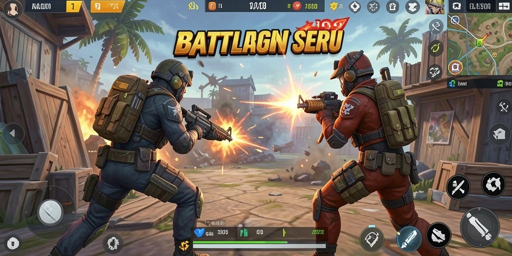 Tampilan aksi menegangkan dalam gameplay Battle Royale MERDEKA138.