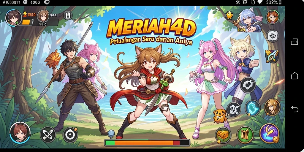 Tampilan gameplay MERIAH4D yang penuh warna dan dinamis.