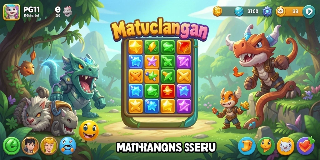Tampilan gameplay Match-3 PG11 yang penuh warna dan menarik.