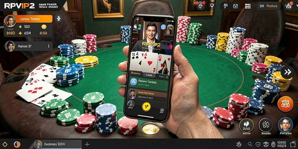 Tampilan screenshot RPVIP2 menampilkan permainan Poker yang seru dan interaktif.