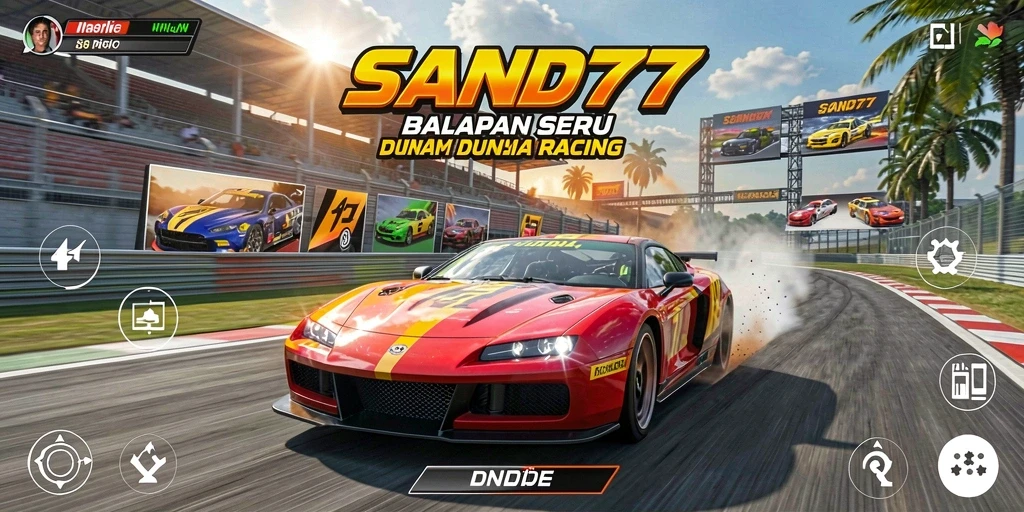 Tampilan gameplay SAND77 dengan balapan yang seru dan intens.