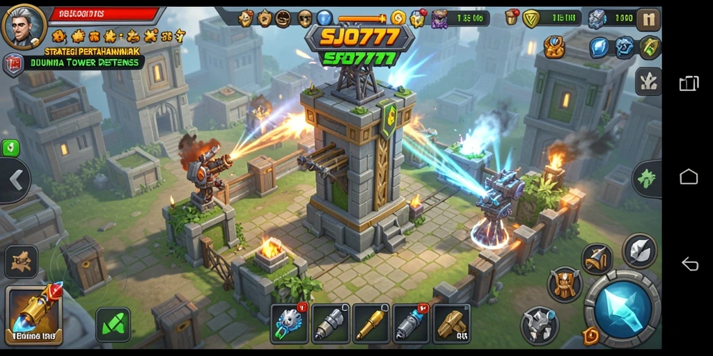 Tampilan gameplay SJO777 yang mendebarkan dalam pertahanan menara.