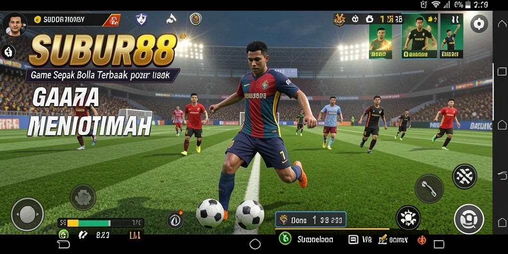 Screenshot SUBUR88 menampilkan aksi seru di lapangan sepak bola.
