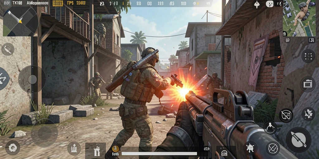 Tampilan utama gameplay TKP188 dengan aksi seru di medan perang.