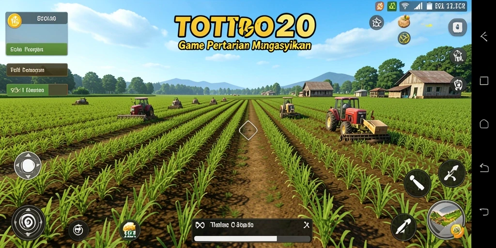 Tampilan gameplay TOTO20 dengan kebun yang indah dan tanaman subur.